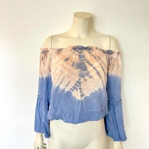 SAGE Light Pink and Blue Tye Dye Top Size Large